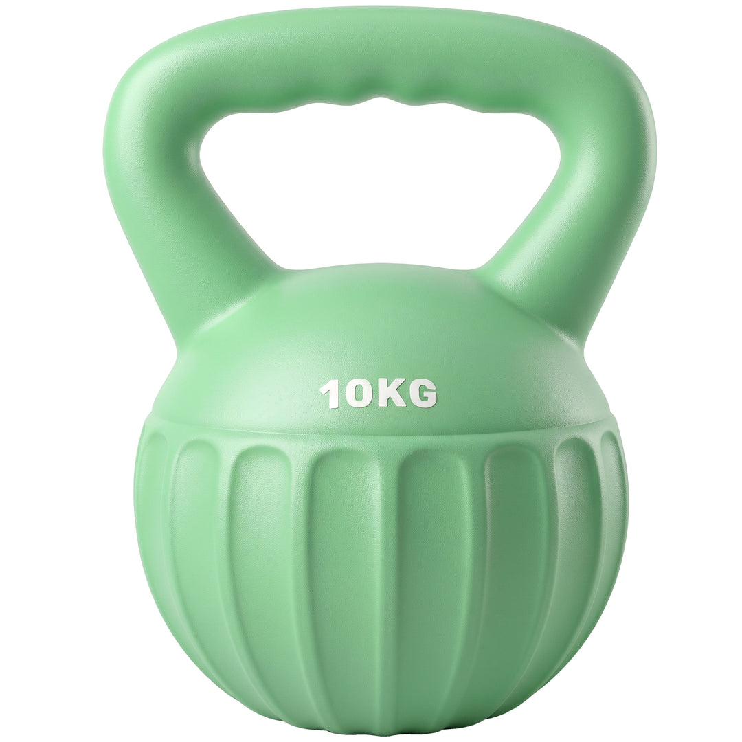 Kettlebell, 6 kg vægtstang fyldt med sand, til begyndere, styrketræning til hjemmebrug, 21 x 21 x 27 cm, grøn