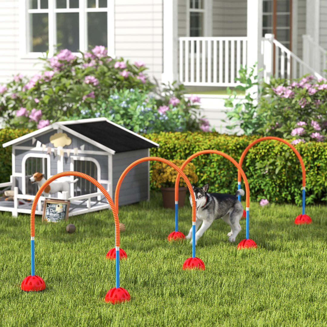 4-Delt agilitytræningsudstyr til hunde med 4 justerbare døre og bæretaske til haven, blå