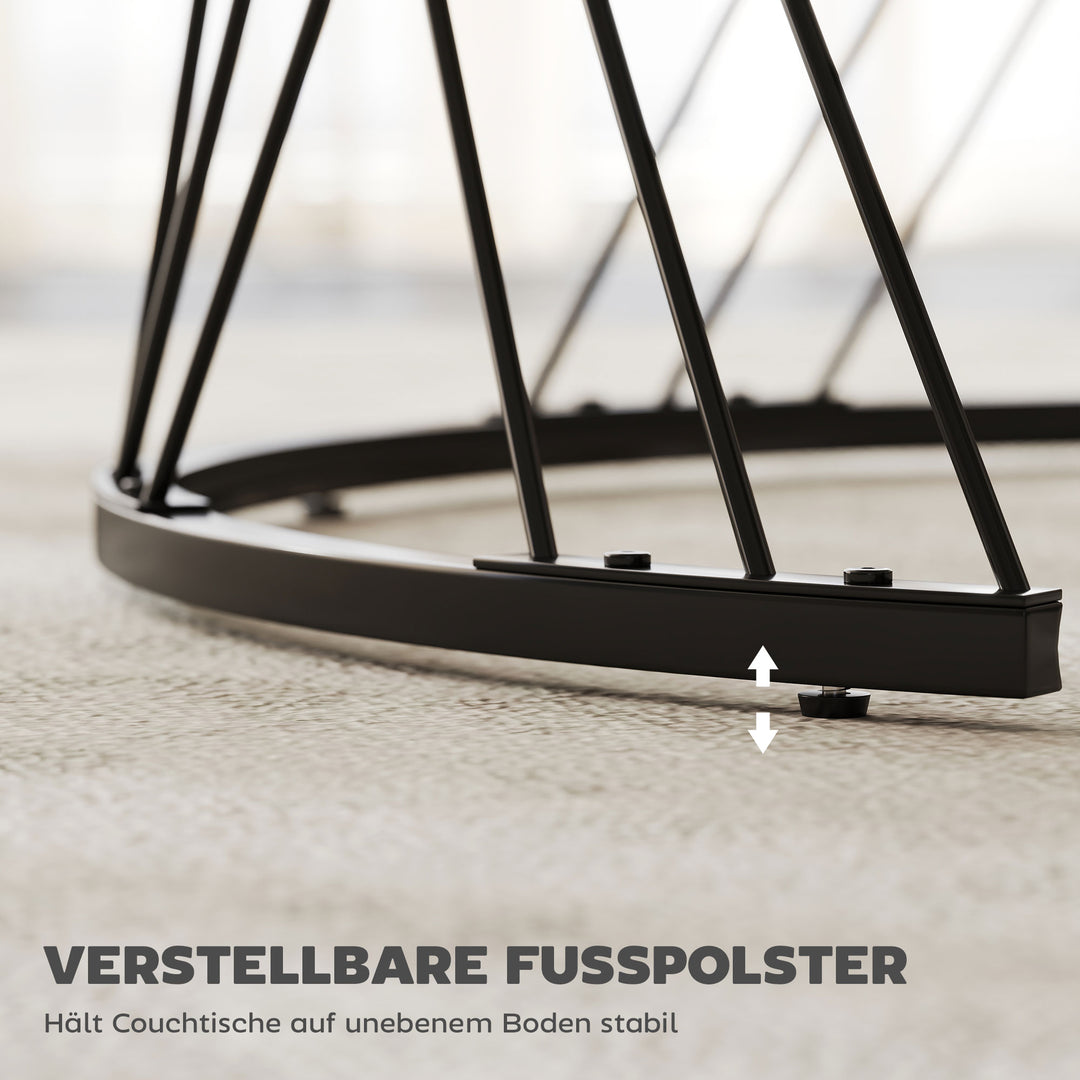 Sæt med 2 sofaborde i marmorlook af spånplade til stue, indskudsborde, hvide