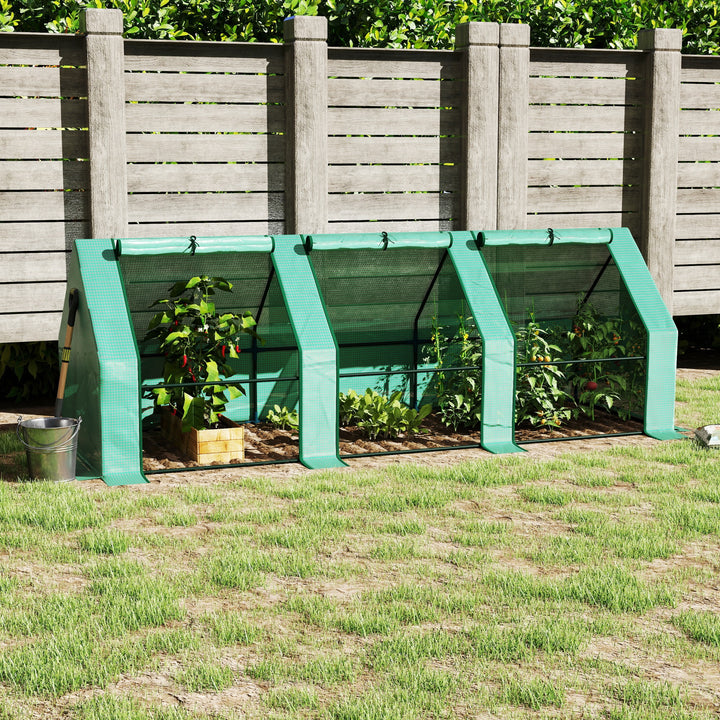 Drivhus med 3 rullevinduer, PE-netfilm, stålfoliedrivhus, drivhus til altan, have, tomathus 270x90x90cm, tomatdrivhus til grøntsager, blomster, planter, grønt