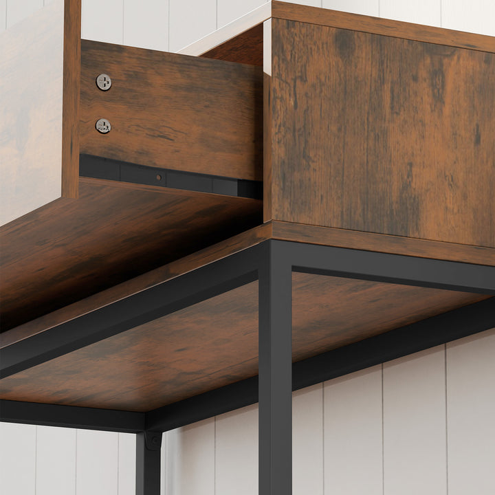 Konsolbord, entrebord med skuffe, industrielt design, til entre eller stue, 80x30x76 cm, sort
