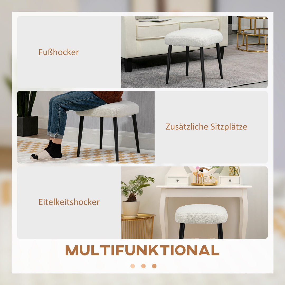 Skammel, sædeskammel, kashmirlook, fodskammel, cremehvid