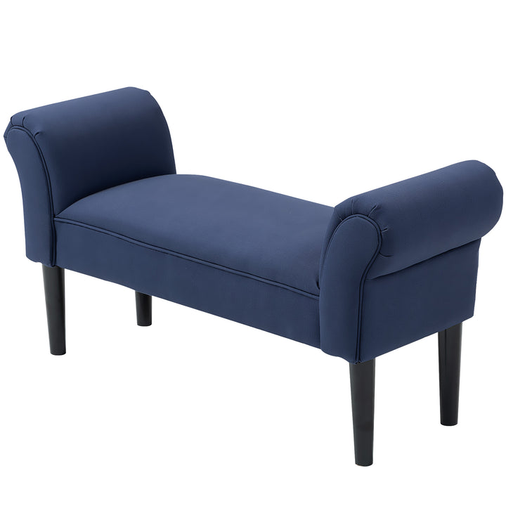 Polstret bænk til soveværelse og entré, bæreevne op til 130 kg, 102 x 36 x 51 cm, blå