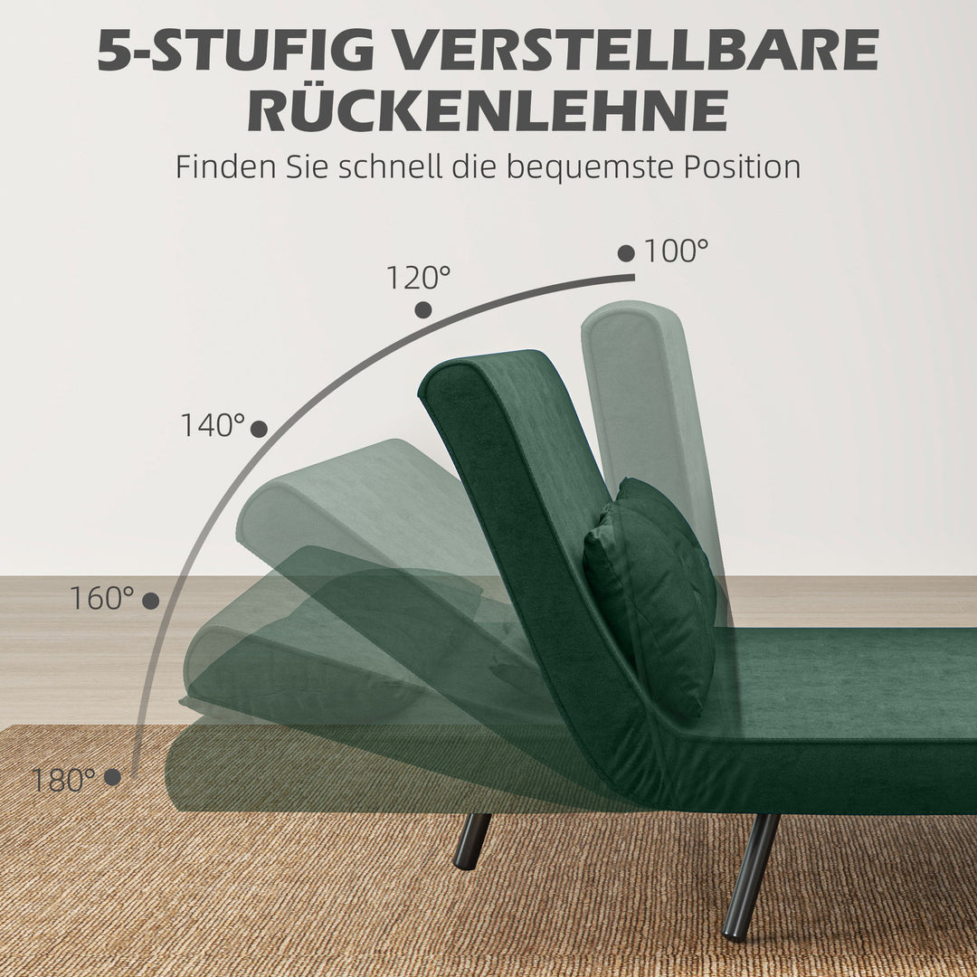 4-i-1 sovesofa med sovefunktion, fløjlslook, 183x98,5 cm, grøn