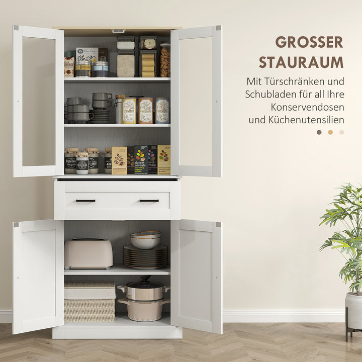 Køkkenskab, buffet, akrylfront, skuffer, 76 x 40 x 182,5 cm, cremehvid