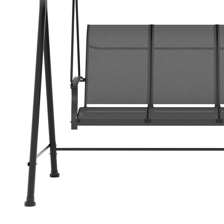 3-personers Hollywood gyngestol, justerbar solsejl, op til 240 kg, mørkegrå, 200 x 133 x 176 cm