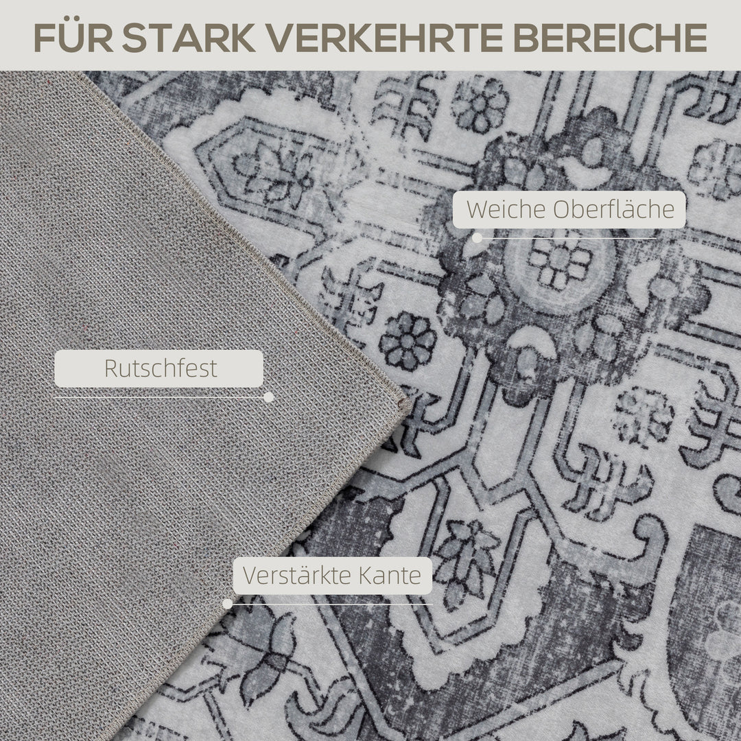 Maskinvaskbart, skridsikkert stuetæppe med flannel-look, 230 x 160 cm, grå