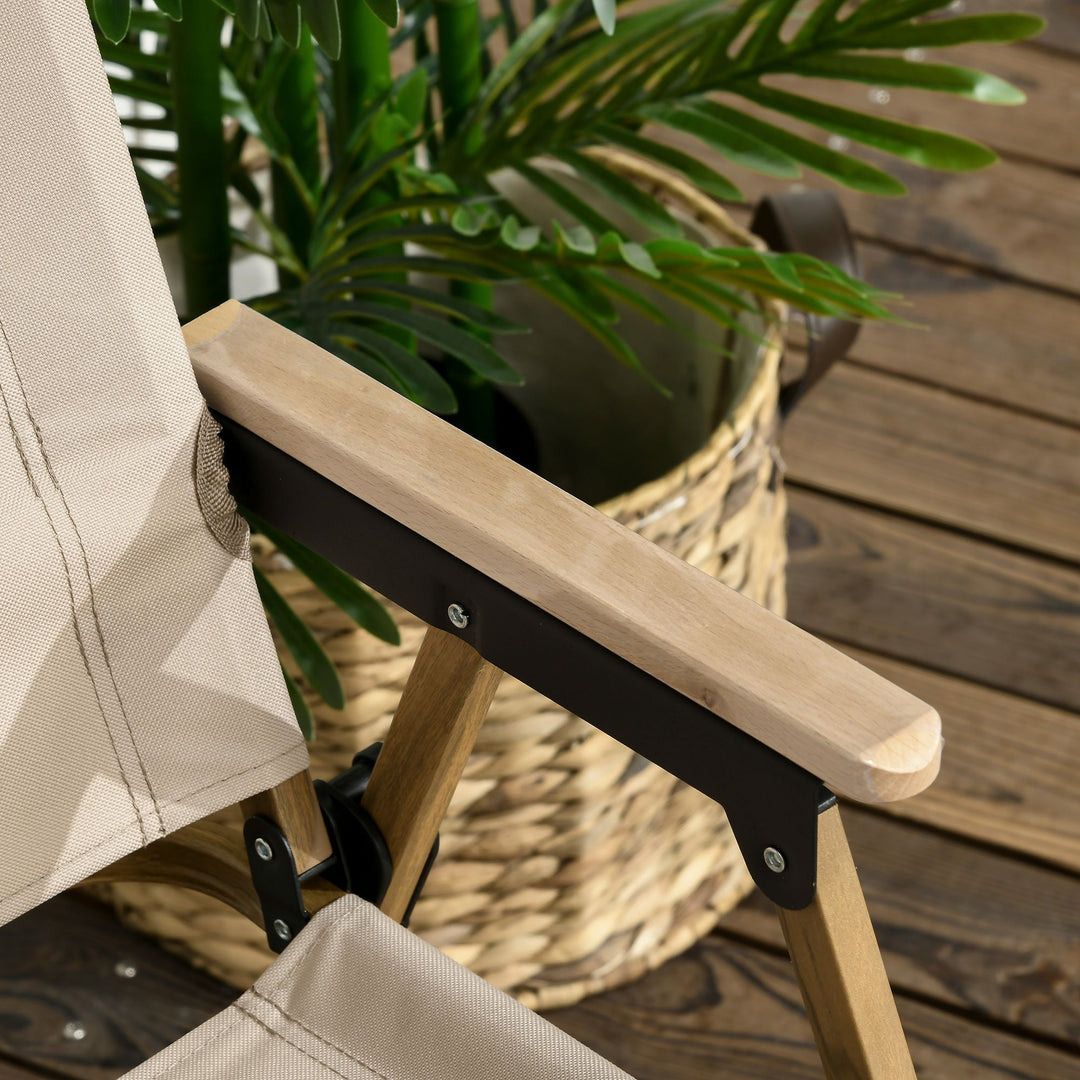 Campingstole, 2 x strandstole, foldbare, stål, trælook, khaki