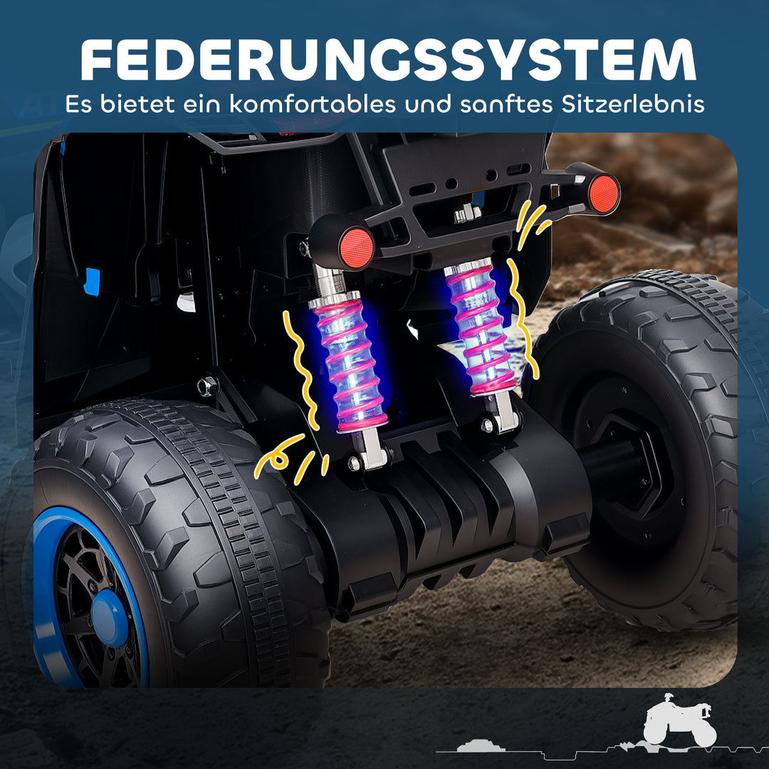 Elektrisk ATV til børn, 3-6 km/t, LED-forlygter, musik, USB, til alderen 3-8, blå