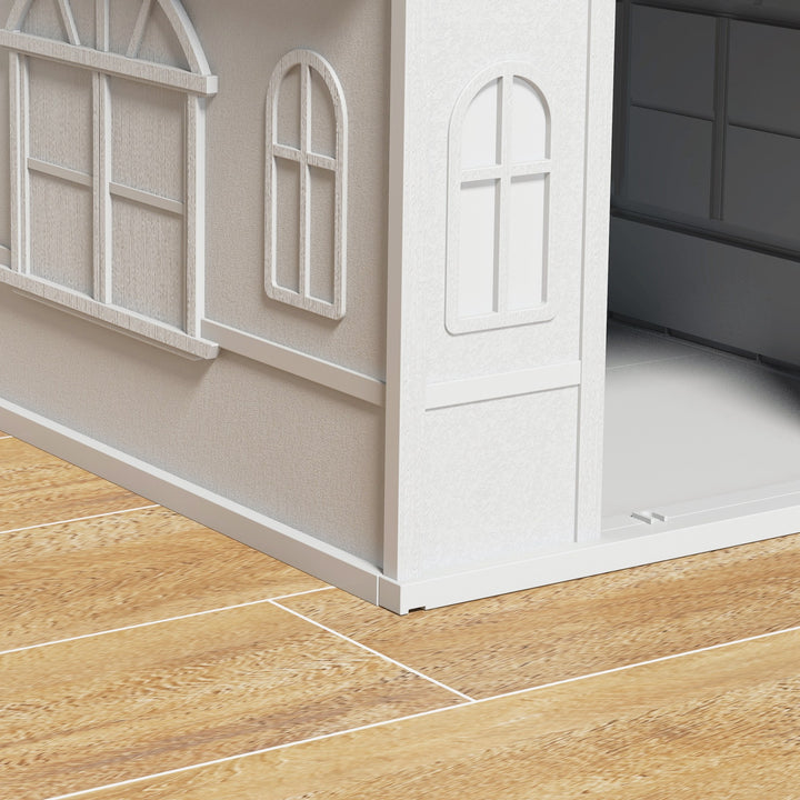 Hundehus med gavltag, vejrbestandig, plastik, 65 x 75,7 x 63 cm, grå