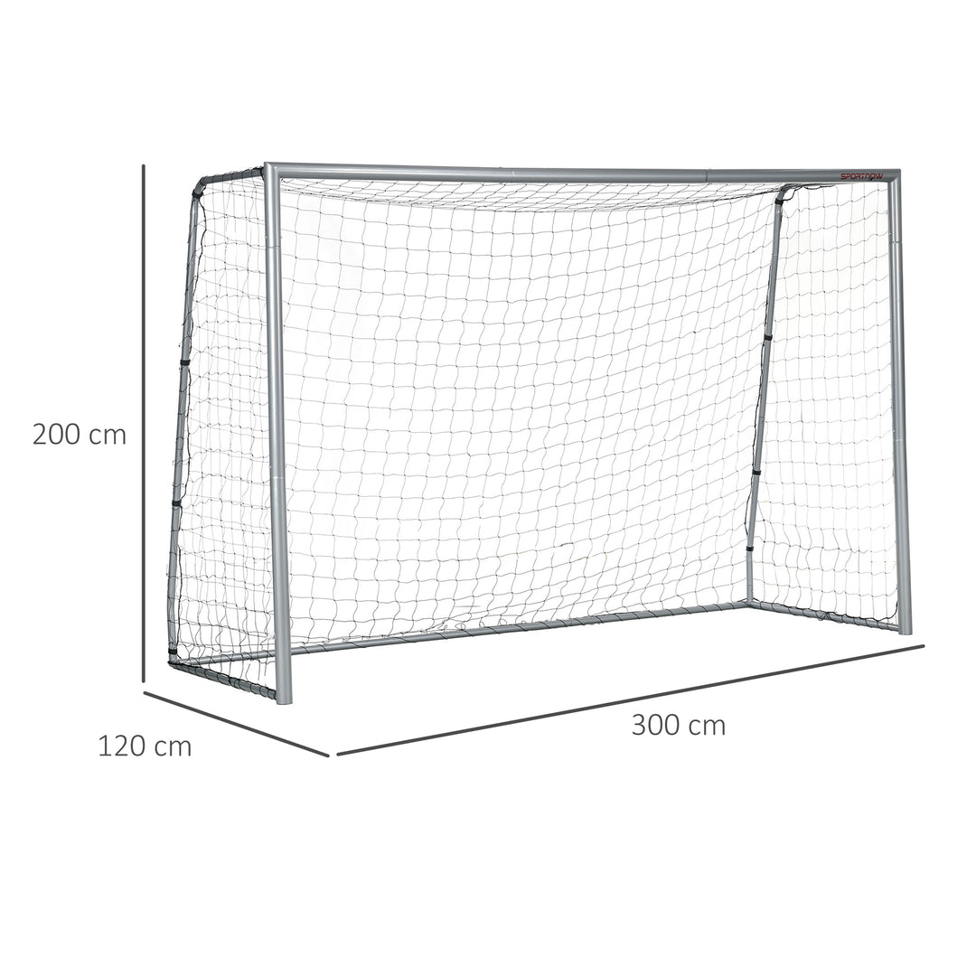 Fodboldmål, vejrbestandigt, robust net, stabil metalramme, nem montering, 300 x 200 x 120 cm