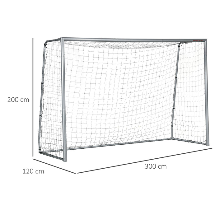 Fodboldmål, vejrbestandigt, robust net, stabil metalramme, nem montering, 300 x 200 x 120 cm