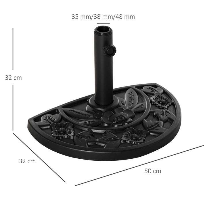 Parasolfod, halvrund, 9 kg, blomsterdesign, HDPE/cement, til parasolstænger Ø35/38/48 mm