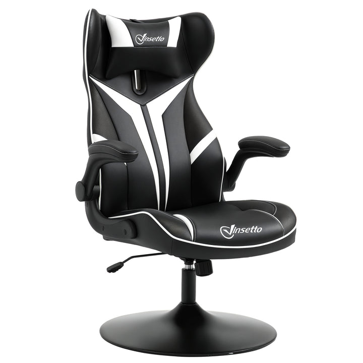 Gaming chair ergonomisk computerstol med gyngefunktion drejestol højdejusterbar stål sort+hvid 67 x 70 x 106-112 cm