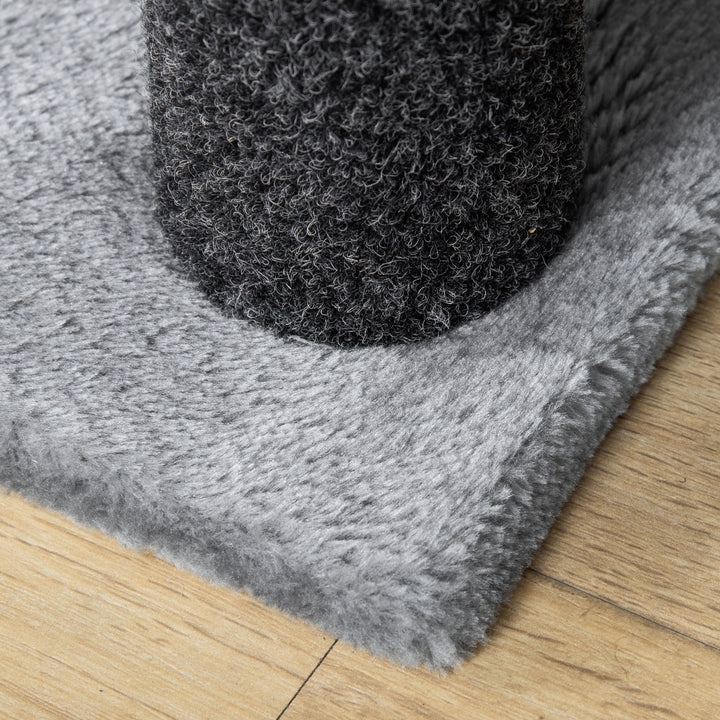 Kattetrappe 4-trins kæledyrstrappe med kradsetræer bold hundetrappe kæledyrstrappe til katte op til 5 kg plys jute grå 60 x 40 x 64 cm