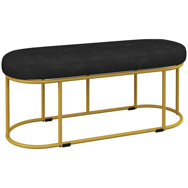Skobænk i retrodesign, sengebænk, entrébænk, fløjlslook, op til 200 kg, metalstel, sort, 100 x 37 x 43 cm