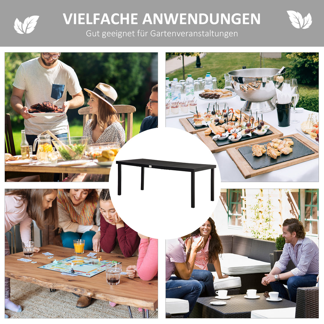 Havebord, udendørs bord, udendørs loungebord, vejrbestandig, 190 x 90 x 74 cm, sort