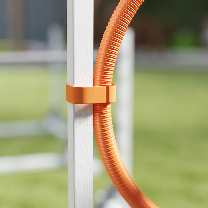 Agility set hunde 4-delt agilityudstyr til hundetræning med højdejusterbare hækkedæk hvide