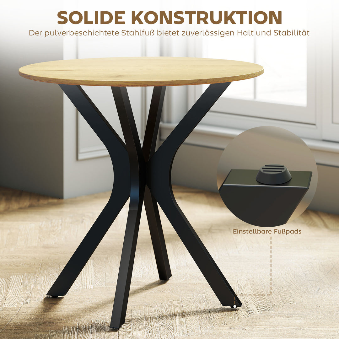 Spisebord, køkkenbord, rundt bord, moderne design, 78 cm x 78 cm x 75 cm, naturtræ