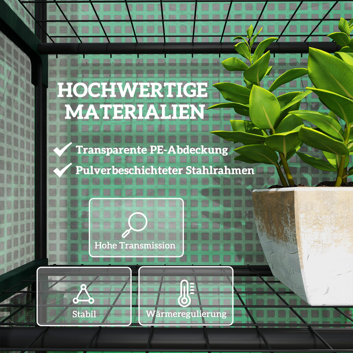 Minidrivhus til blomster eller grøntsager, stål, plastik, 69 x 49 x 193 cm, grøn