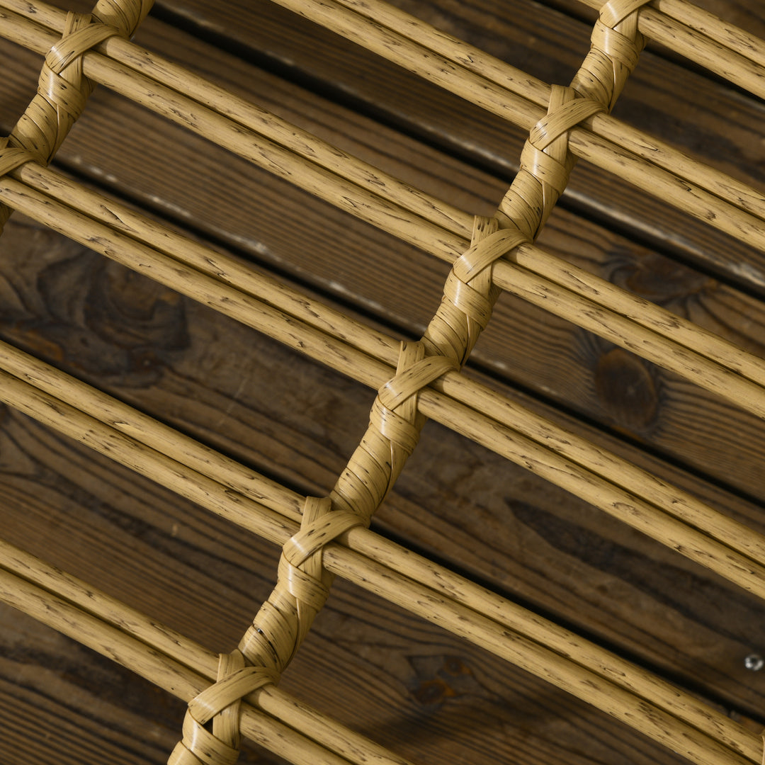 Havemøbelsæt med 5 dele, bohemestil, 1 spisebord og 4 stole, hynder, polyrattan, beige/natur