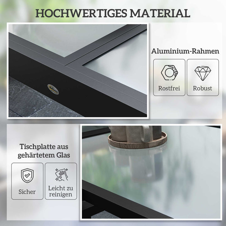 Udtrækkeligt havebord, udendørsbord, udvideligt buffetbord, vejrbestandigt, 160 cm × 80 cm × 75 cm, sort
