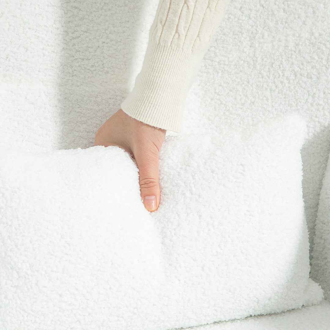 Gyngestol, blødt betræk, lændehynde, skridsikker, op til 120 kg, hvid