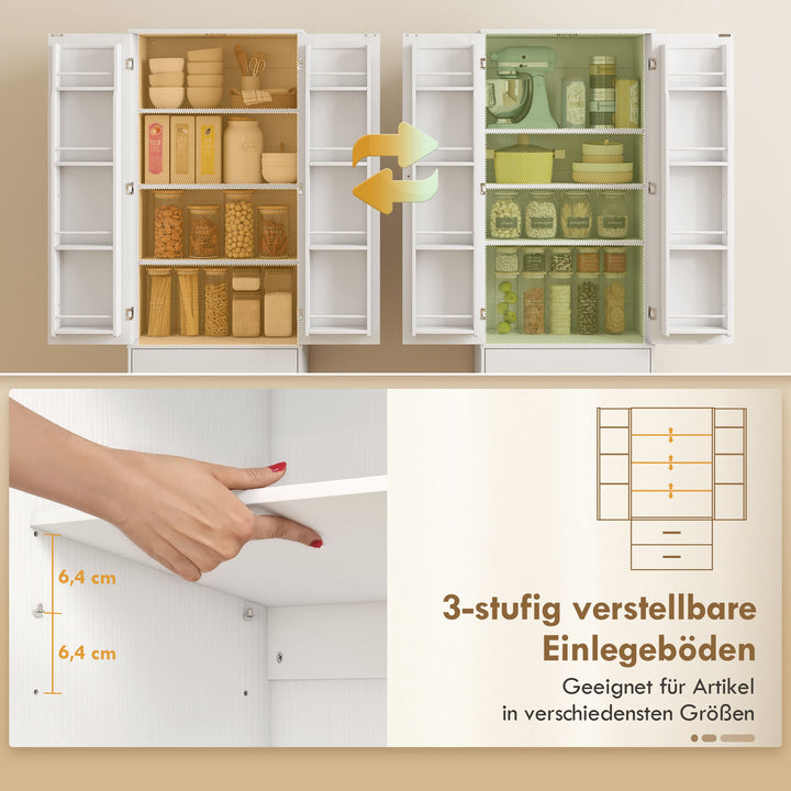 159 cm køkkenskab, justerbare hylder, 2 skuffer, til køkken, spisestue, spånplade, MDF, hvid