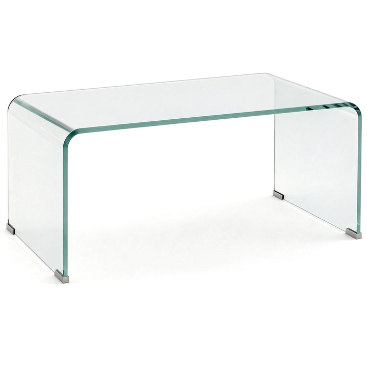 Robust sofabord i glas, design i ét stykke, enkelt og moderne, 80 x 45 x 35 cm, transparent