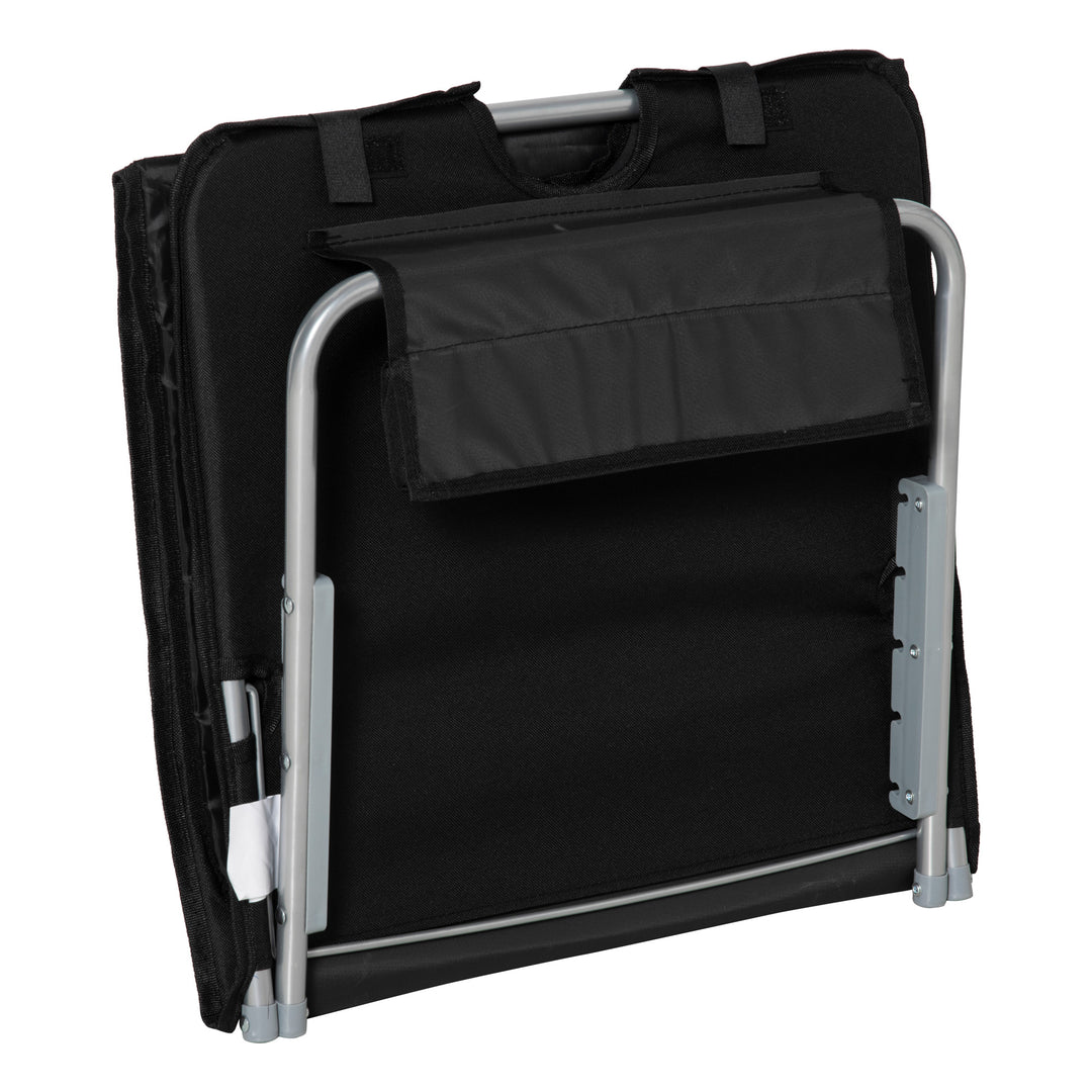 Strandstol, solseng, havestol, foldbar, justerbar ryglæn, sidelomme, 48 cm x 134 cm x 33-43 cm, sort