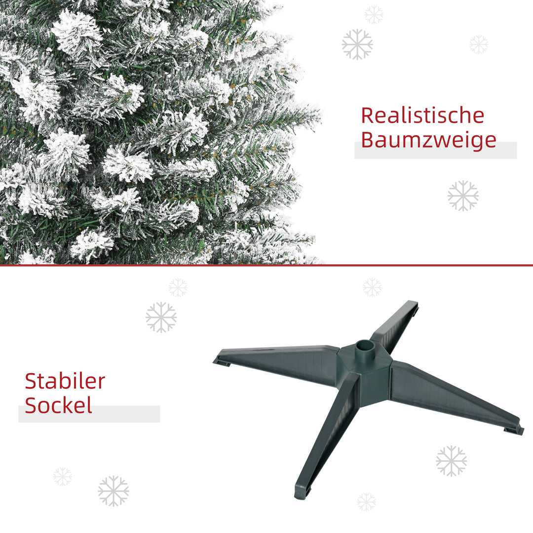 Kunstigt juletræ, 210 cm, snedækkede PVC-grene, foldbart, metalfod, grøn/hvid