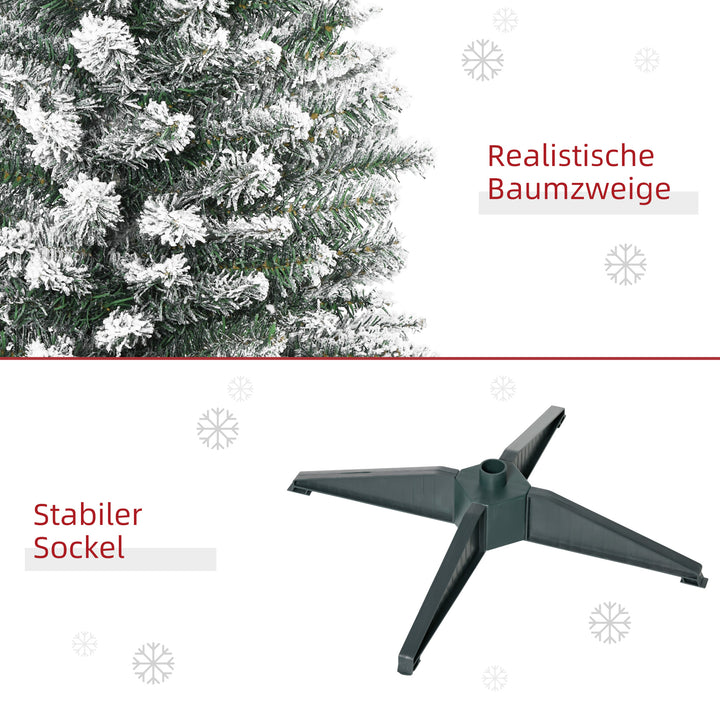 Kunstigt juletræ, 210 cm, snedækkede PVC-grene, foldbart, metalfod, grøn/hvid