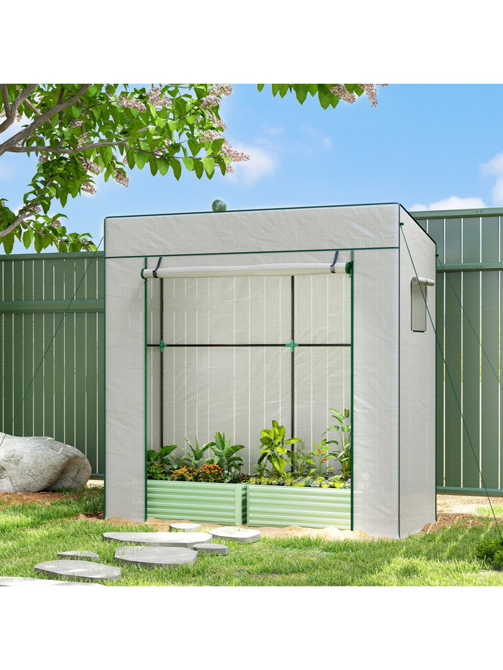 Tomatdrivhus med rulleport og netvindue, 196 x 77 x 197 cm, hvid