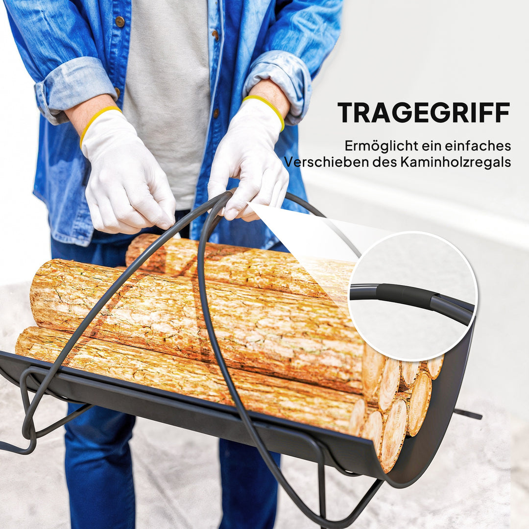 Indendørs brænderist, 51 x 38 x 33 cm, geometrisk design med metalhåndtag, sort