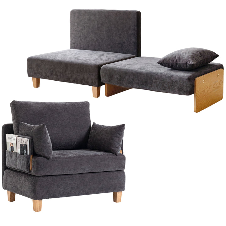 2-i-1 sovesofa med sengefunktion, 2 hynder, 183x57 cm, mørkegrå