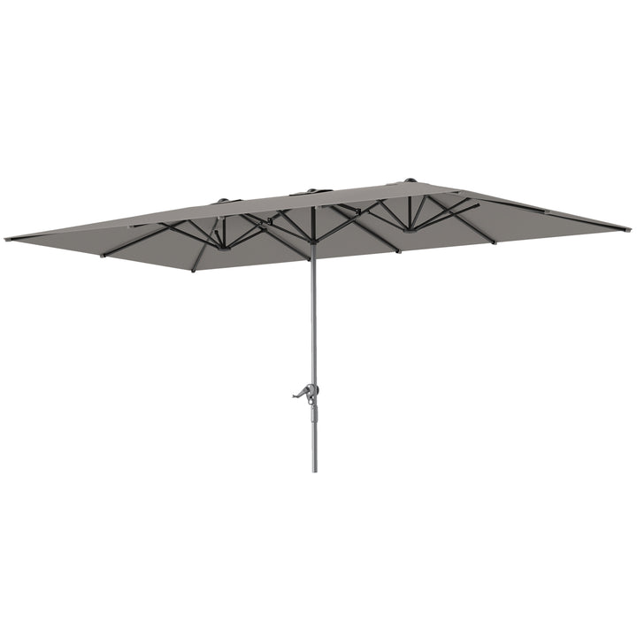 Dobbeltsidet paraply, 451 x 264 cm parasol med håndsving, 12 metalribber, aluminiumsstang, mørkegrå