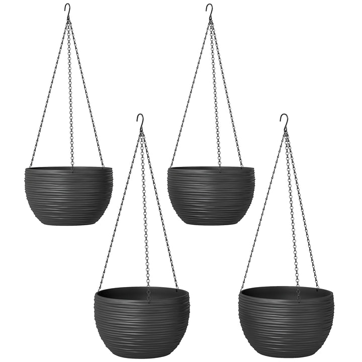 Plantepotter til udendørs og indendørs planter, selvvandende, hængende plantepotter med metalkæder, 4 stk., sorte