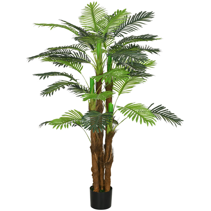 Kunstig palme, 1,6 m, realistiske grene, dekorativ plante, plastik, med potte, brun+grøn