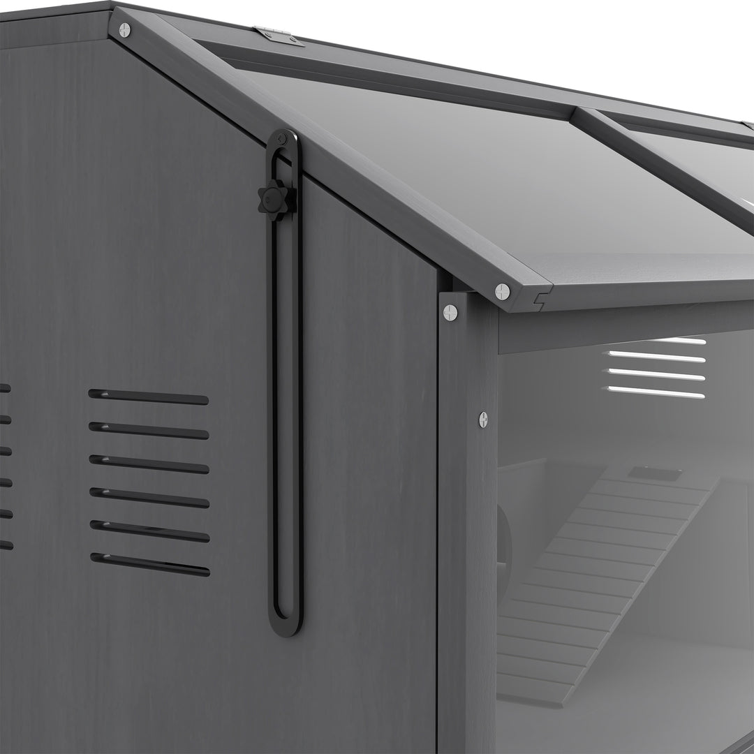 Bur til små dyr og gnavere, med tilbehør, grantræ, 100 cm x 52 cm x 50 cm, grå