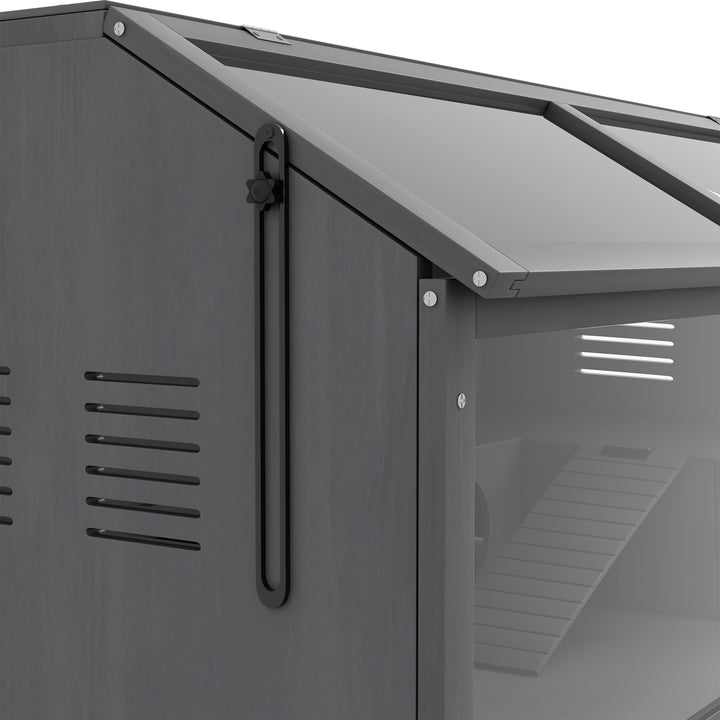 Bur til små dyr og gnavere, med tilbehør, grantræ, 100 cm x 52 cm x 50 cm, grå