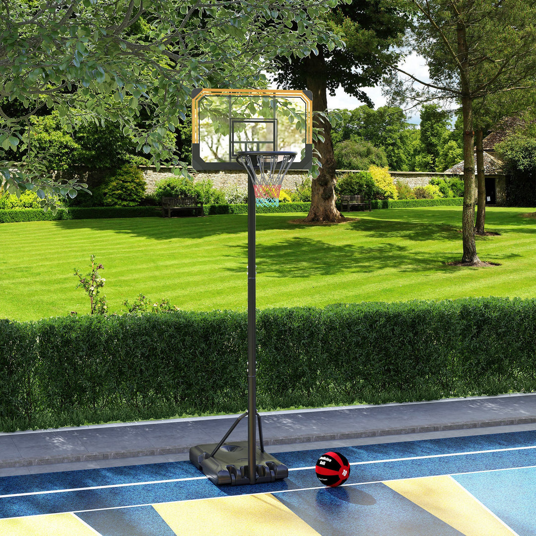 Basketballstativ, højdejusterbar, kurvhøjde 182-213 cm, vejrbestandig, med hjul, metalramme
