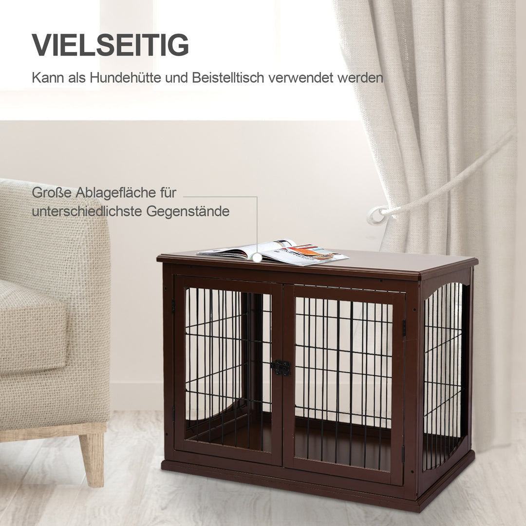 Hundebur, 2 indgange, aflåseligt, mdf og metal, 58,4 x 81,3 x 66 cm, sort