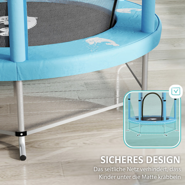 Børnetrampolin med sikkerhedsnet, til indendørs og udendørs brug, 3-6 år, lyseblå