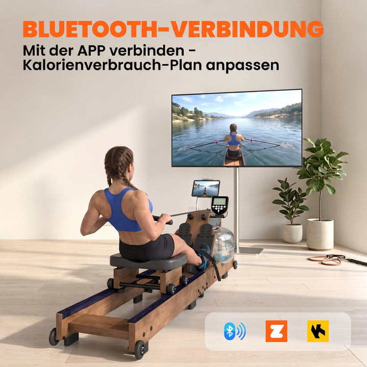 Vandromaskine til hjemmebrug, gummitræ, foldbar med Bluetooth-app, dobbelte aluminiumsskinner, LCD-display, op til 158 kg