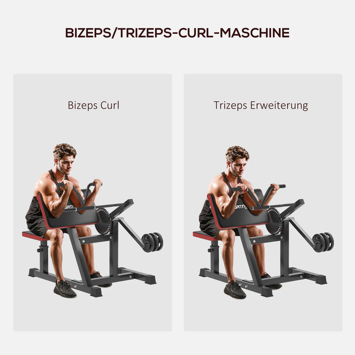 Curl bench og triceps extension, 5 sædejusteringer, 25 vinkler, stål og syntetisk læder, sort