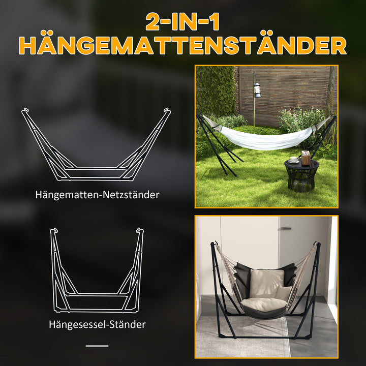 Hængekøjestativ inklusive hængekøje, 263 cm x 89 cm x 100 cm, sort + hvid