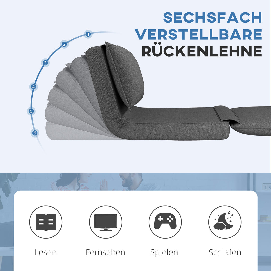 Lænestol, 6-vejs justerbar ryglæn, åndbart stof, integreret nakkestøtte, antracit