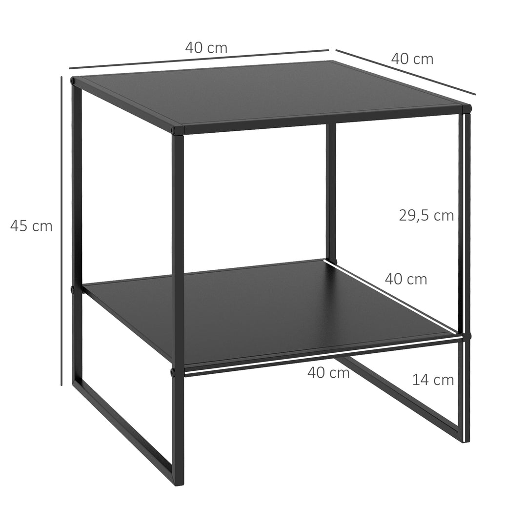 Sidebord i industrielt design, sofabord, natbord, 1 hylde, sort