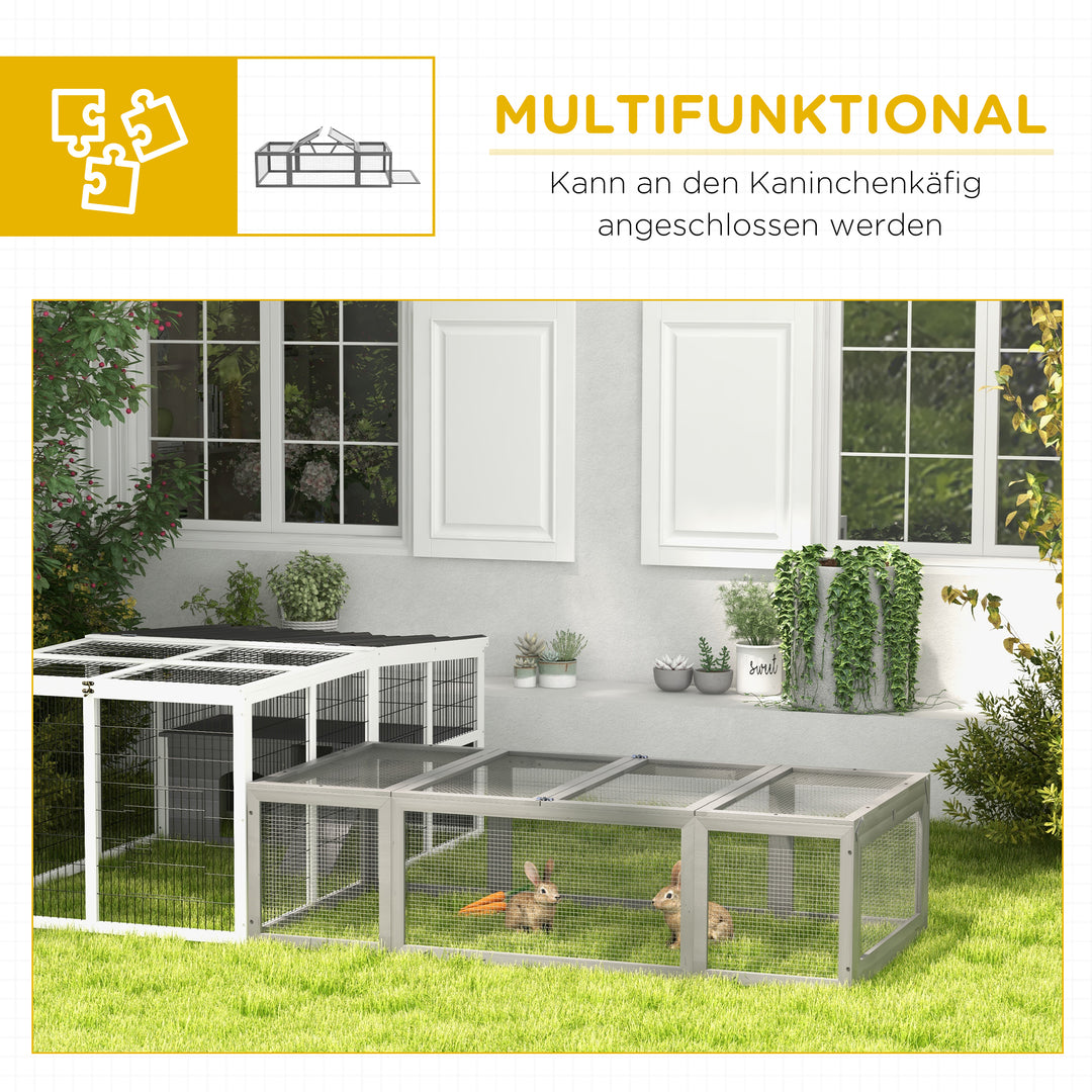 Udendørs indhegning til smådyr med hængslet tag, fyrretræ, grå