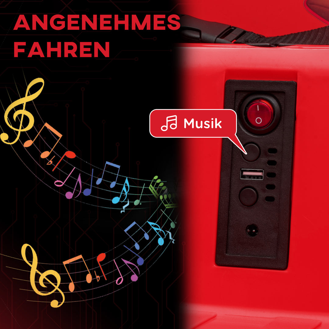 Børne-kofangerbil, 360° rotation, til 3-5 år, med fjernbetjening, musik, rød